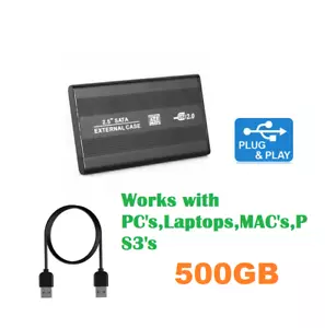 USB External 2.5" SATA 3 USB Hard Drive Disk 500GB PC LAPTOP MAC PS3 - Picture 1 of 1