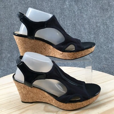 Sandalias Adrienne Vittadini para mujer 8 M Collyn cuña tacones de corcho con tira trasera azul Foto 1 de 4