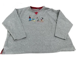 Disney Gray Sweatshirt Mickey Friends Embroidered Long Sleeve Plus Sz 30W 32W - Picture 1 of 10