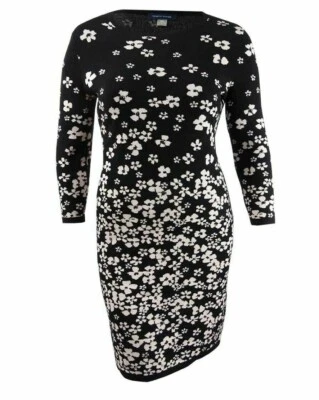 Vestido Suéter Tommy Hilfiger Para Mujer Negro Rosa Flores Talla XL Foto 1 de 4