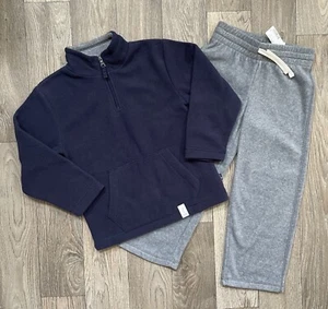 NEW Children’s Place Navy 1/4 Zip Fleece Pullover + Gray Fleece Pants Size 5/6 - Picture 1 of 1