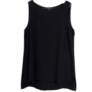 Eileen Fisher Silk Crepe Tank top SZ M long line w slits hi low classic capsule - Picture 1 of 6