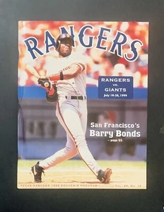 BARRY BONDS 7.18-20.1999 Texas Rangers Souvenir Program San Francisco Giants - Picture 1 of 1