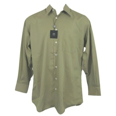 ¡Nueva camisa de vestir de algodón fino Ike Behar! 15,5 - 34 *verde oliva* cuello recto Foto 1 de 2