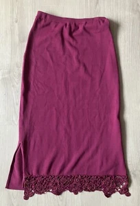 Ladies Michele Hope Jersey Pink Calf Length Skirt With Crochet Bottom Size 10/12 - Picture 1 of 2