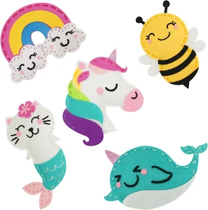 Kids Sewing Kit for Beginners - Make 5 Felt Animals, Unicorn & More (Ages 6+) - Picture 1 of 7
