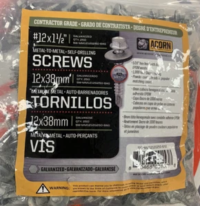 Acorn International SW- MM1212G250 Galvanized Screws 12×38mm- 250 per Bag-NEW - Picture 1 of 2