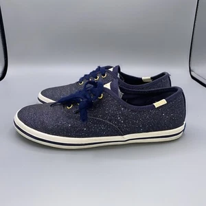 Keds x Kate Spade New York Shoes Womens Size 4 Blue Champion Glitter Sneakers - Picture 1 of 7
