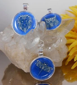 Kette Anhänger Löwe Eule Motivwahl Harz Cabochon 25mm bruchsicher - Bild 1 von 9