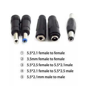 Adaptador de enchufe conector de alimentación DC 5,5X 2,1 MM hembra a hembra macho a macho 2,5 mm - Imagen 1 de 10