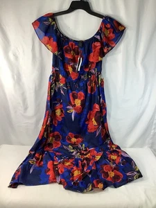 Grace Elements Maxi Kurzarm Kleid blau geblümt Sommer skurril Gr. M - Bild 1 von 15