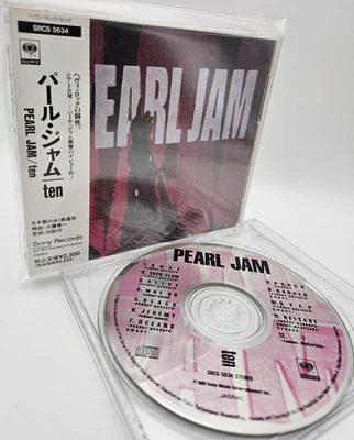 PEARL JAM Ten Japan 1st Edition CD SRCS 5634 w/OBI Bonustrack 13tracks 1991 Rare - Image 1 of 4