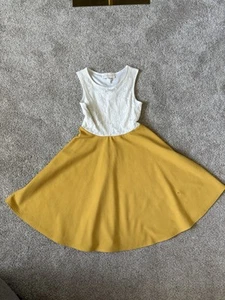 Glitter Girl Girls Yellow Dress With White Lace Top, Mustard Yellow Size 12 - Picture 1 of 12