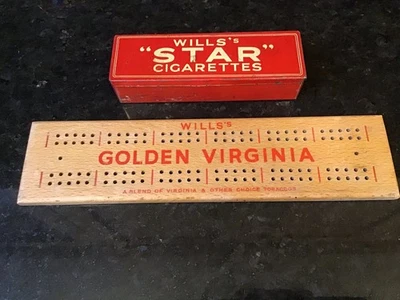 Will's Star  dominoes tin & golden Virginia cribbage board  - Image 1 of 4