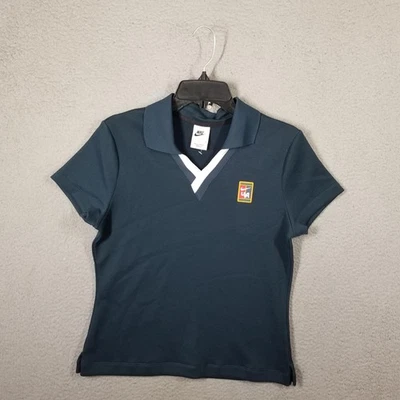 Nike Court Polo Tenis Camisa Mujer Pequeña Azul EE. UU. Muestra Cuello Manga Corta Foto 1 de 4