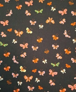 Heather Ross Studio Edit Quilt Fabric - Black Butterflies-#40933D - 1/2 Yd - New - Picture 1 of 1