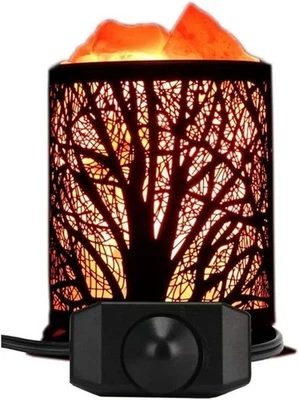 Lámpara de Sal Rosa del Himalaya en Cesta de Bosque con Atenuador Luz Nocturna de Roca Natural Foto 1 de 4