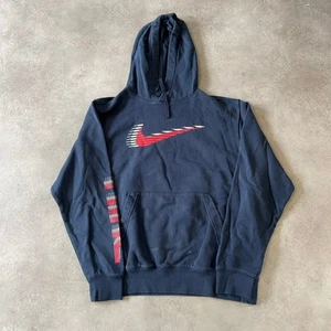 Nike Hoodie Mens Medium Y2K USA Big Swoosh Graphic Sweatshirt, Navy Blue - Picture 1 of 8
