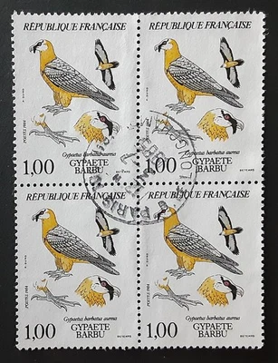 FRANCE 1984 1,00F Used Block Bearded Prey Vulture Mi 2463 Scott 1938 XF 106-2 - Image 1 of 2