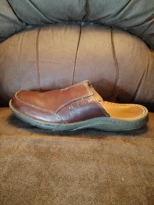 Clarks Brown Leather Slip On Mules Sliders Mens Size 8 - Picture 1 of 12