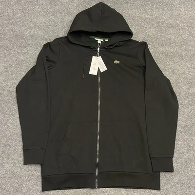Lacoste Sport Sweater Men's Size 7L LT Full Zip Up Hoodie Sweatshirt Black New - Image 1 of 4