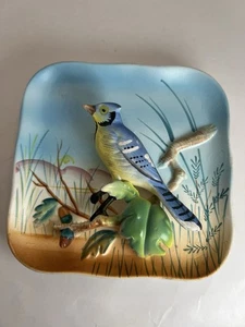 Piatto Vintage Napco Ceramica Blue Jay B2791 Giappone 3D Piccolo Decorazione Parete - Foto 1 di 22