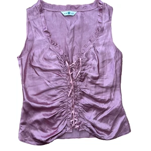 Y2K New Look Size UK 12 Satin Lace-Up Top 2000s Retro Fairy Grunge Indie Sleaze - Picture 1 of 9