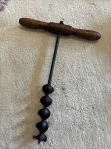 Antique T Handle Hand Drill Wood Auger Barn Beam 2" x 17” Log Cabin Const. - Picture 1 of 7