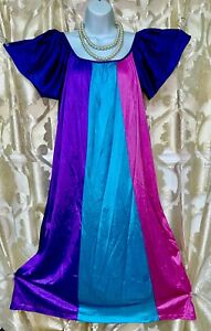 Vintage Vanity Fair Shiny Nylon Tri-colored babydoll Nightgown Negligee Slip