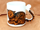 Tasse à café orange Tabby Cat poignée Japon 6 oz céramique euc