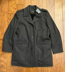 Black Rivet Mens XL Over Trench Coat Single Breasted Gray Wool Blend NEW NWT - Picture 1 of 24