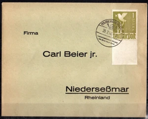 Ocupación Aliada, Michel Nº 959 L (con anh. Campo vacío abajo) en carta. - Imagen 1 de 1