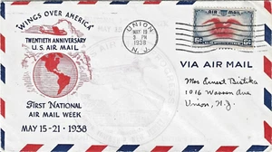 1938 National Airmail Week - Union New Jersey - "Wings over America" - Bild 1 von 3