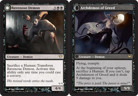 Ravenous Demon // Archdemon of Greed ~ Moderately Played Dark Ascension MTG Magi - Image 1 of 1