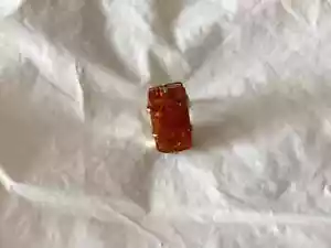 Vintage 14K GOLD CLAW SETTING Ring Amber Women's Jewelry Size 8-9 - Picture 1 of 6