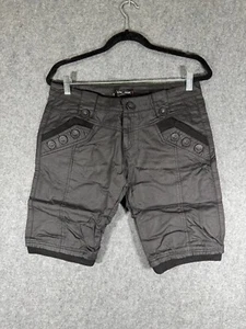 Pretty Angel Shorts Women Large Black Bermuda Linen Blend Punk Artsy Lagenlook - Picture 1 of 9