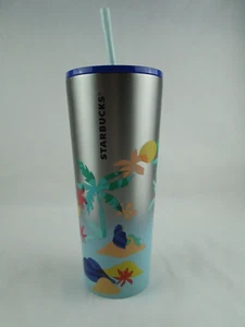 Starbucks 2020 Desert Palm Gradient Metal Tumbler 24oz Palm Trees Islands - Picture 1 of 7