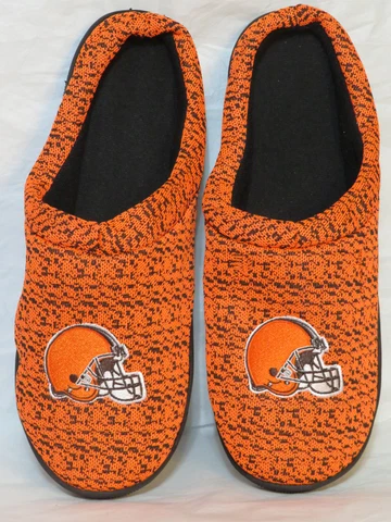 CLEVELAND BROWNS NFL MEN SLIPPER XL 13 14 BLACK ORANGE KNIT CUP SOLE MULE NWOT Cover