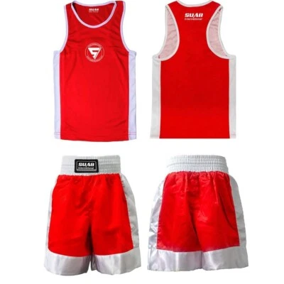 Mens Boxing Jersey Trunk Tank Top Set Suit Shorts Fighting Kickboxing BJJ - Image 1 of 4