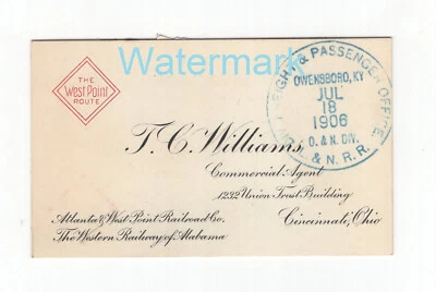 RARE 1900s WEST POINT ROUTE Railway Business Card Antique Train 1906 - Image 1 of 2