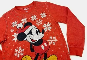 Womens Disney Mickey Mouse Classic Red Knitted Long Sleeve Pullovers Sweater L - Picture 1 of 5