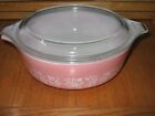 VTG 471 Pyrex Pink Gooseberry 1 pt Pint Casserole Dish w/Lid 470-C