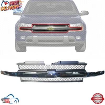 NEW FRONT GRILLE DARK GRAY W/CHROME MOLDING FOR 2002-2009 CHEVROLET TRAILBLAZER - Image 1 of 4