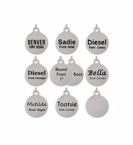 Double Sided Pet ID Tag Personalized Dog Cat Tag Laser Etched Stainless Steel - Picture 1 of 6
