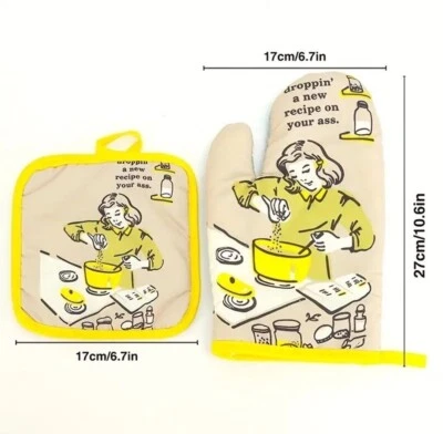Brand New - Droppin' a New Recipe on Your A**: FUNNY Oven Mitt And Pot Holder - Image 1 of 2