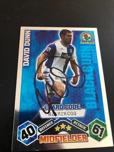 DAVID DUNN SIGNED BLACKBURN MATCH ATTAX TRADING CARD 2009/10