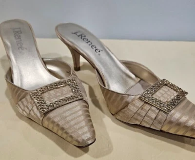 J. Renee Eva Brocade Gold Mule size 8 1/2 Princess Slipper Chic City Party Ball - Image 1 of 4