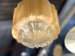 Original Art Deco Yellow Glass Empire Shade & Fixture - Picture 1 of 11