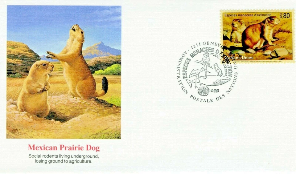 FDC Mexican Prairie Dog Fleetwood Endangered Species UN  Stamp - Image 1 of 2