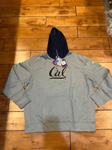 NIKE CAL CALIFORNIA GOLDEN BEARS FOOTBALL  HOODIE THERMA SWEATSHIRT GRAY 2XL NWT - Picture 1 of 4